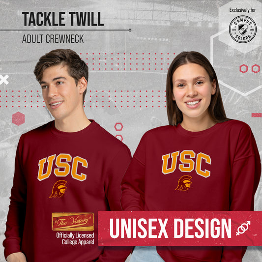 USC Trojans NCAA Adult Tackle Twill Crewneck Sweatshirt - Cardinal