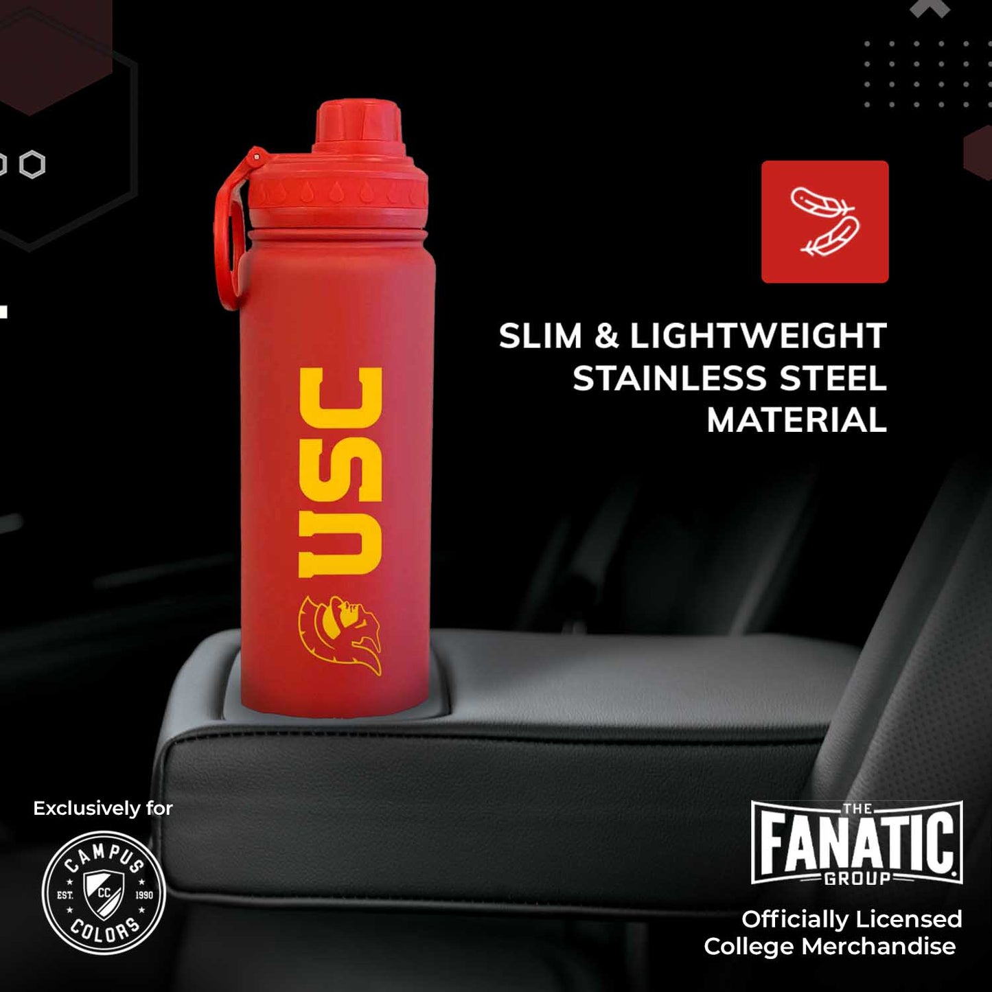 USC Trojans NCAA Stainless Steel Water Bottle - Cardinal