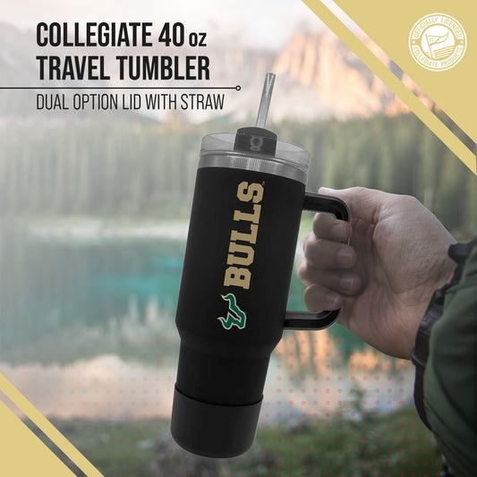 USF Bulls College & University 40 oz Travel Tumbler With Handle - Black