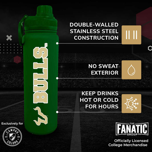 USF Bulls NCAA Stainless Steel Water Bottle - Green