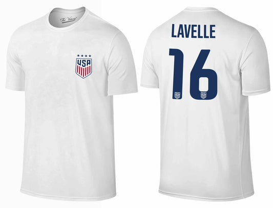 USA National Team The Victory Officially Licensed US Adult Women's National Soccer Team Rose Lavelle Name & Number T-Shirt - White #16