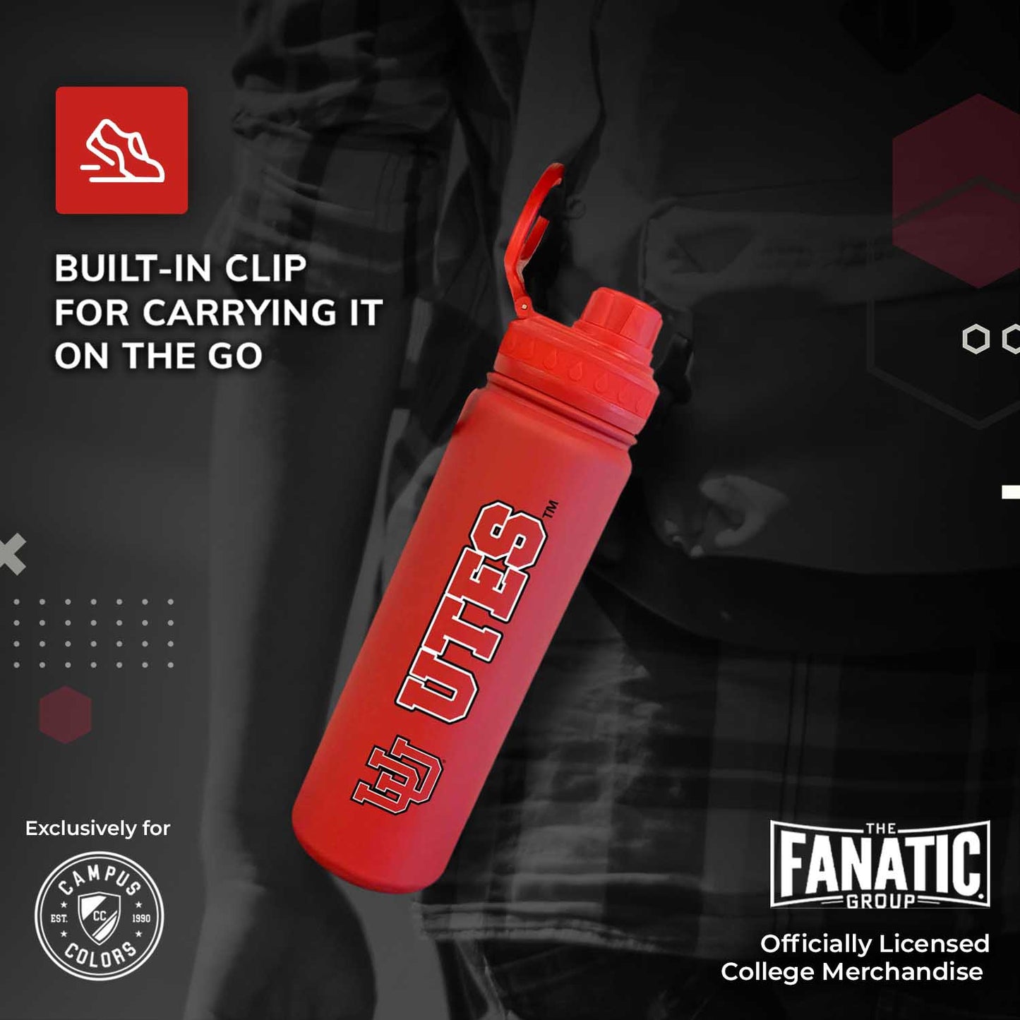 Utah Utes NCAA Stainless Steel Water Bottle - Red