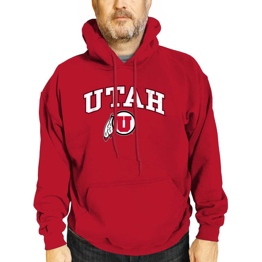 Utah Utes Adult Arch & Logo Soft Style Gameday Hooded Sweatshirt - Red