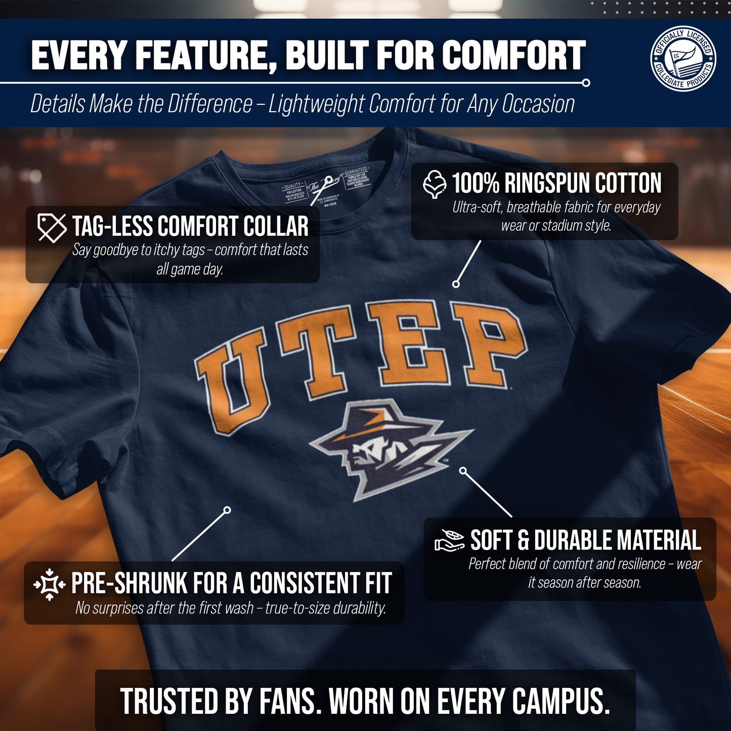 UTEP Miners NCAA Adult Gameday Cotton T-Shirt - Navy