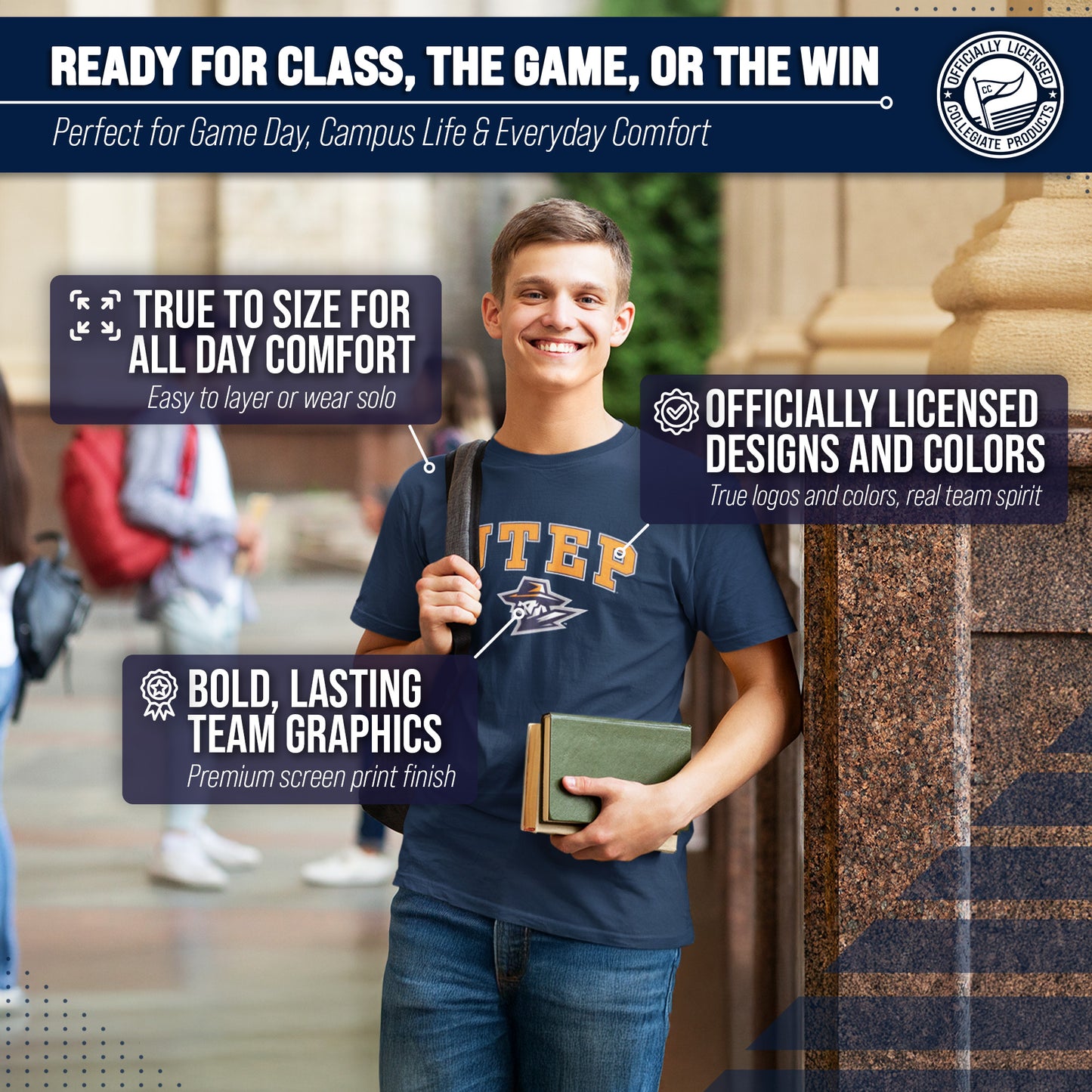 UTEP Miners NCAA Adult Gameday Cotton T-Shirt - Navy