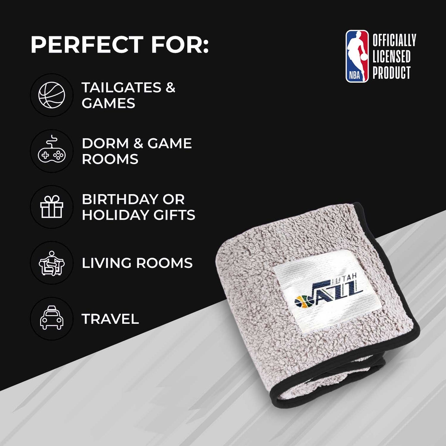 Utah Jazz NBA Silk Touch Sherpa Throw Blanket - Navy