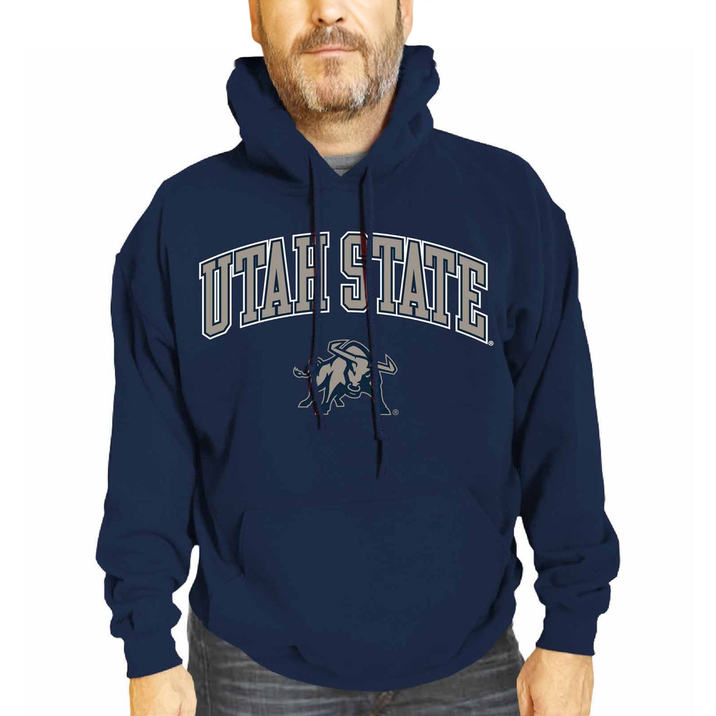 Utah State Aggies Adult Arch & Logo Soft Style Gameday Hooded Sweatshirt - Navy