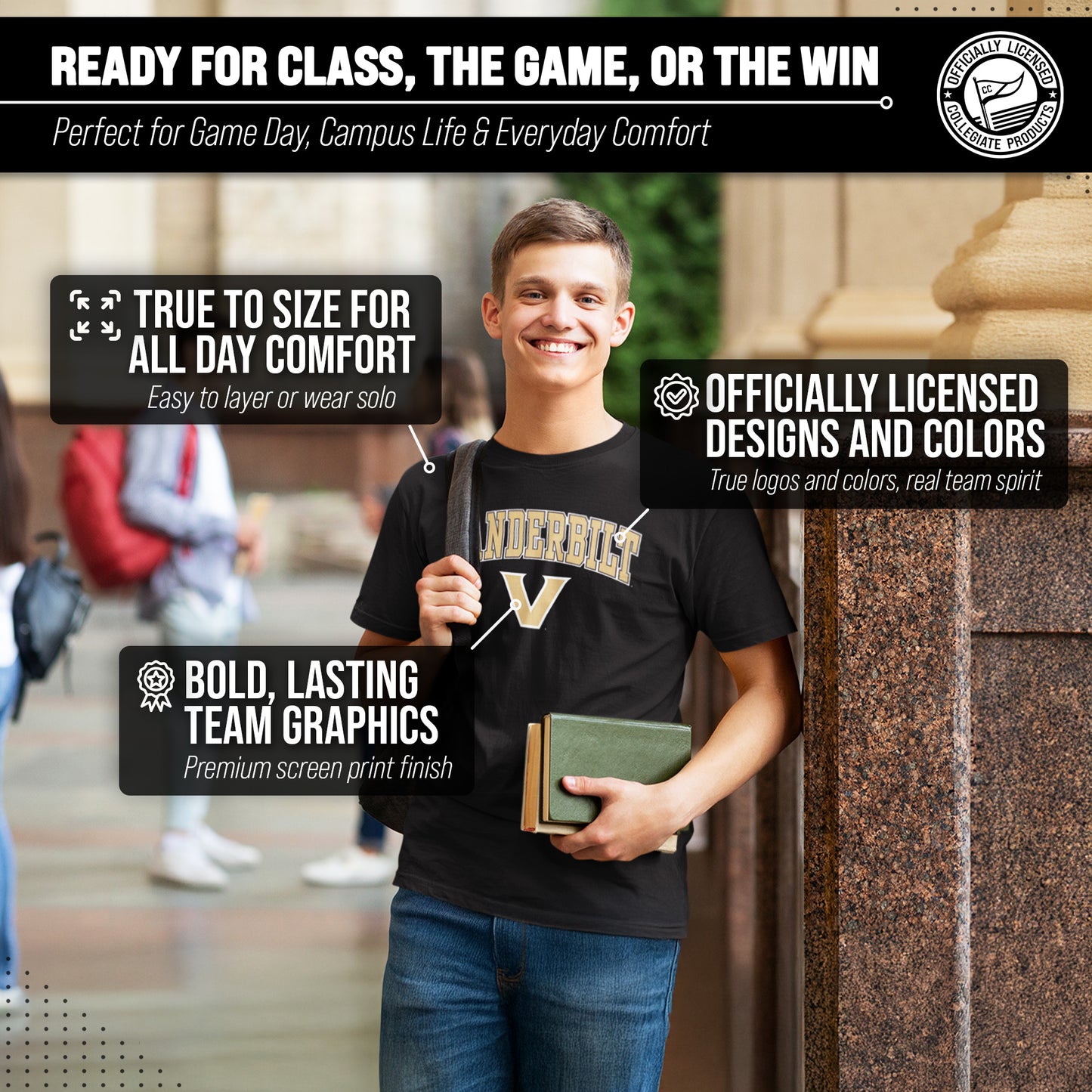 Vanderbilt Commodores NCAA Adult Gameday Cotton T-Shirt - Black