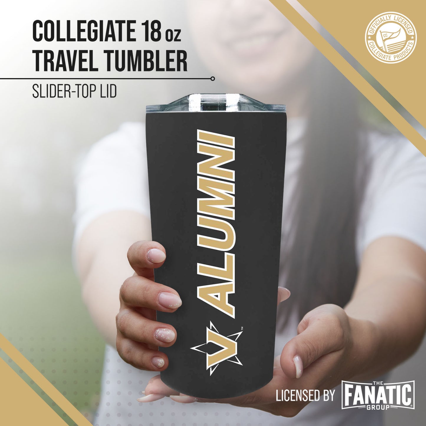 Vanderbilt Commodores Collegiate Stainless Steel Travel Tumbler for Alumni - Black