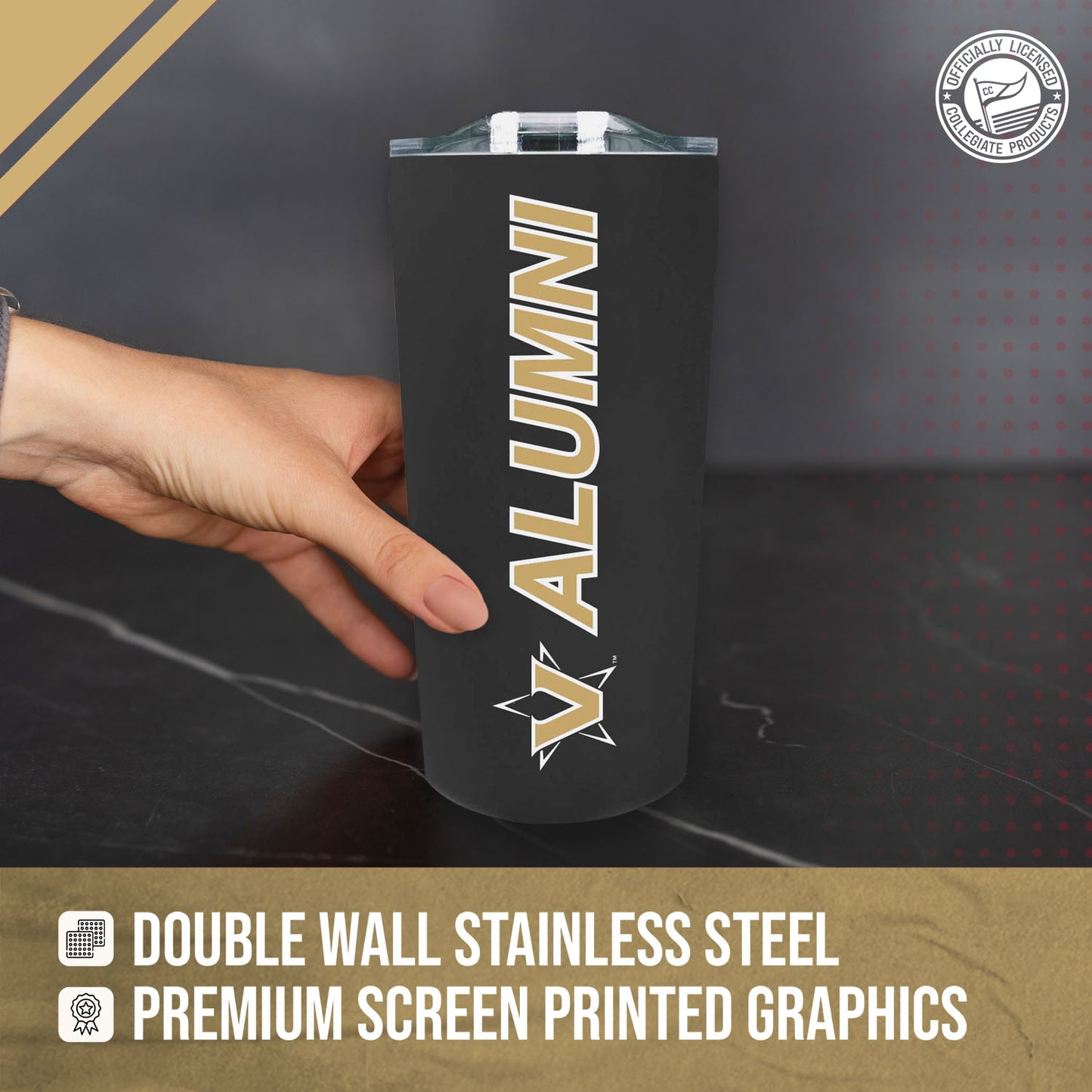 Vanderbilt Commodores Collegiate Stainless Steel Travel Tumbler for Alumni - Black