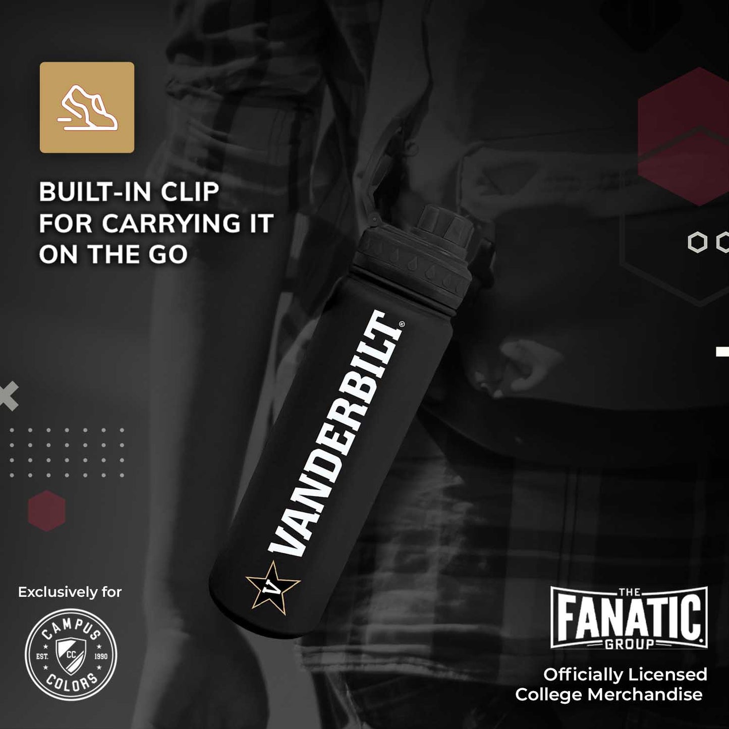 Vanderbilt Commodores NCAA Stainless Steel Water Bottle - Black