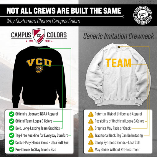 VCU Rams Adult Arch & Logo Soft Style Gameday Crewneck Sweatshirt - Black