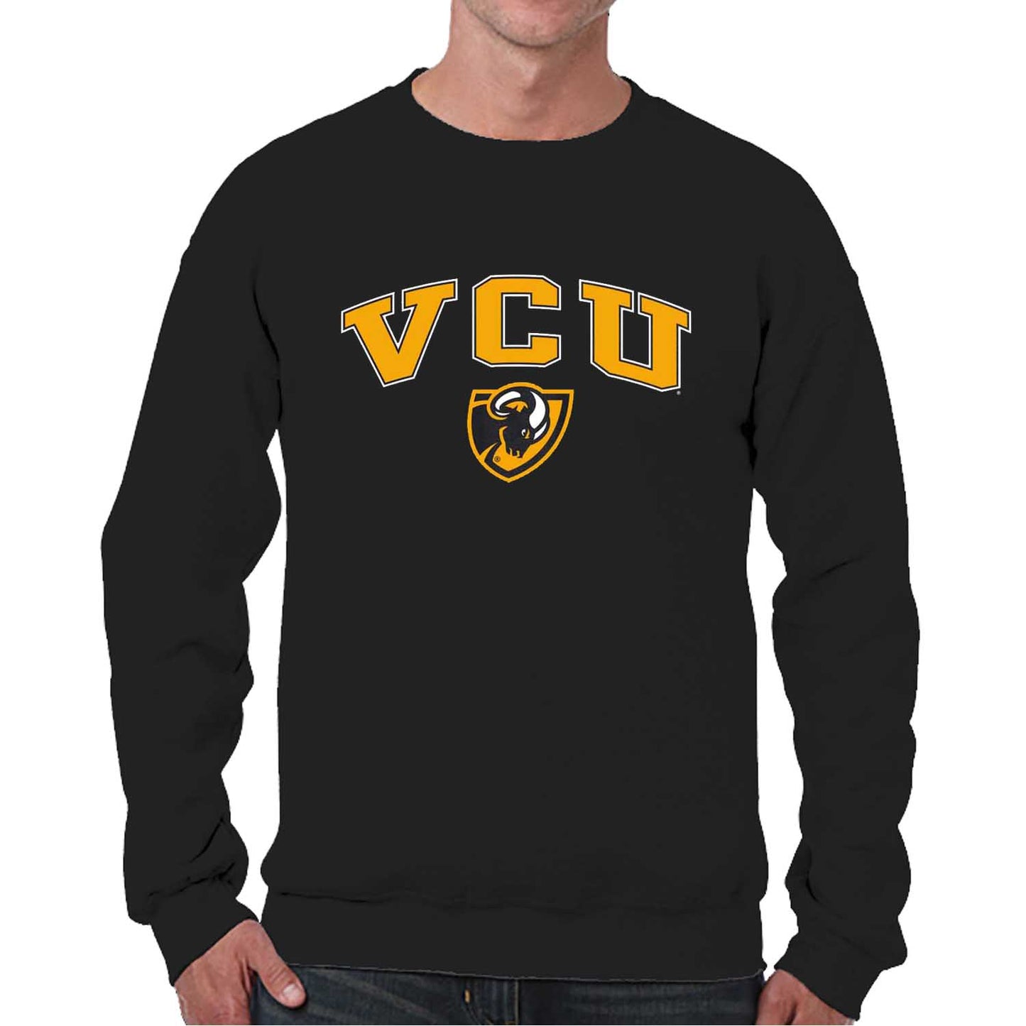 VCU Rams Adult Arch & Logo Soft Style Gameday Crewneck Sweatshirt - Black