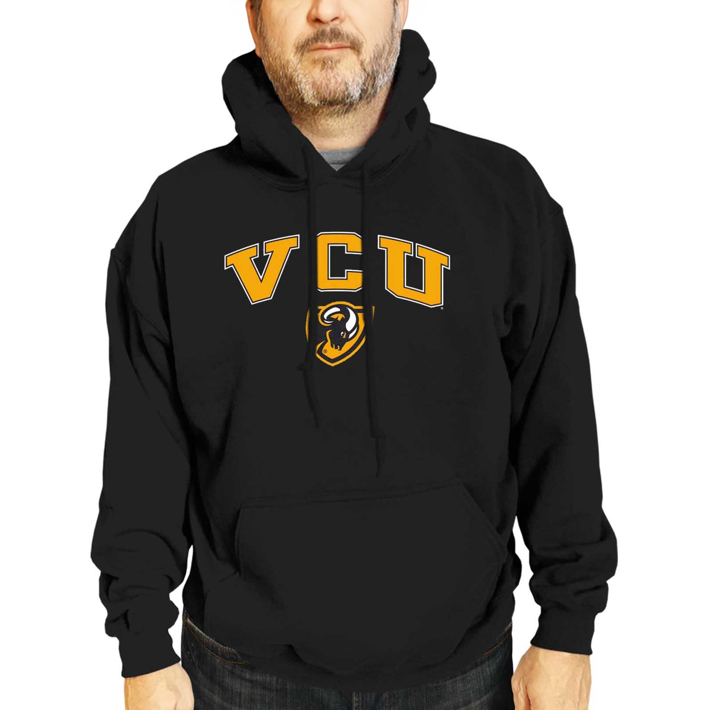 VCU Rams Adult Arch & Logo Soft Style Gameday Hooded Sweatshirt - Black
