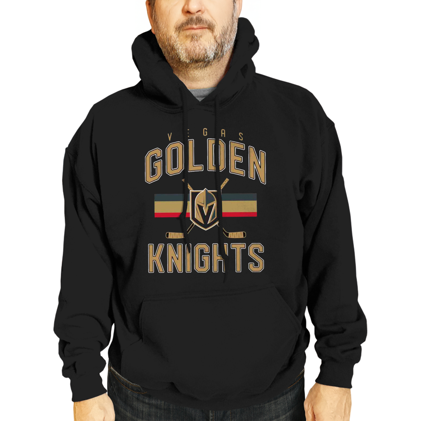 Las Vegas Golden Knights Adult NHL Face Off Hockey Fleece Hooded Sweatshirt - Black