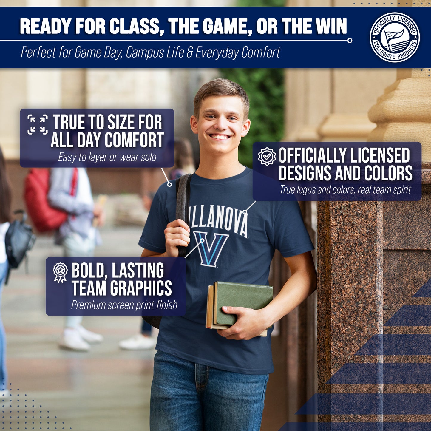 Villanova Wildcats NCAA Adult Gameday Cotton T-Shirt - Navy
