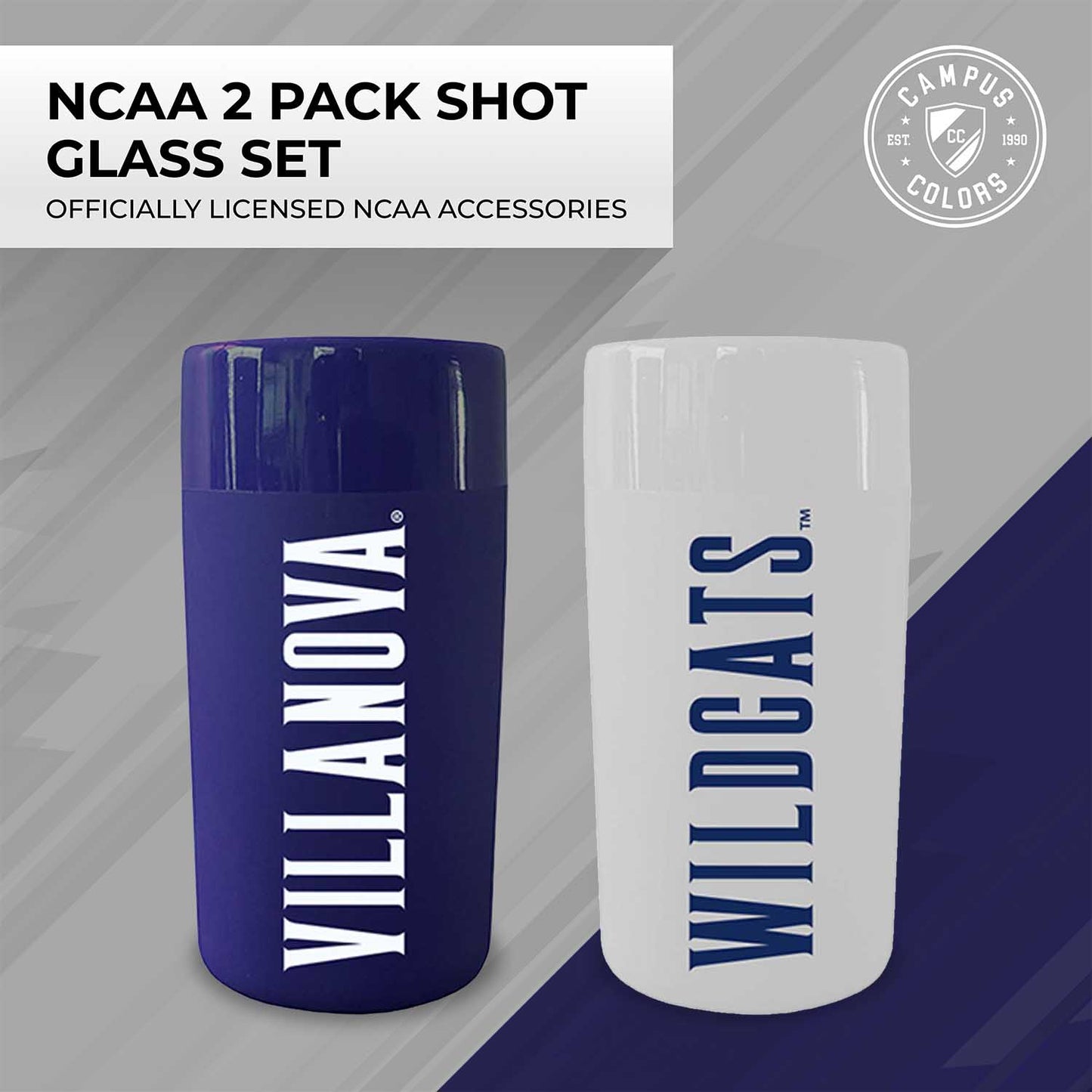 Villanova Wildcats College and University 2-Pack Shot Glasses - Team Color