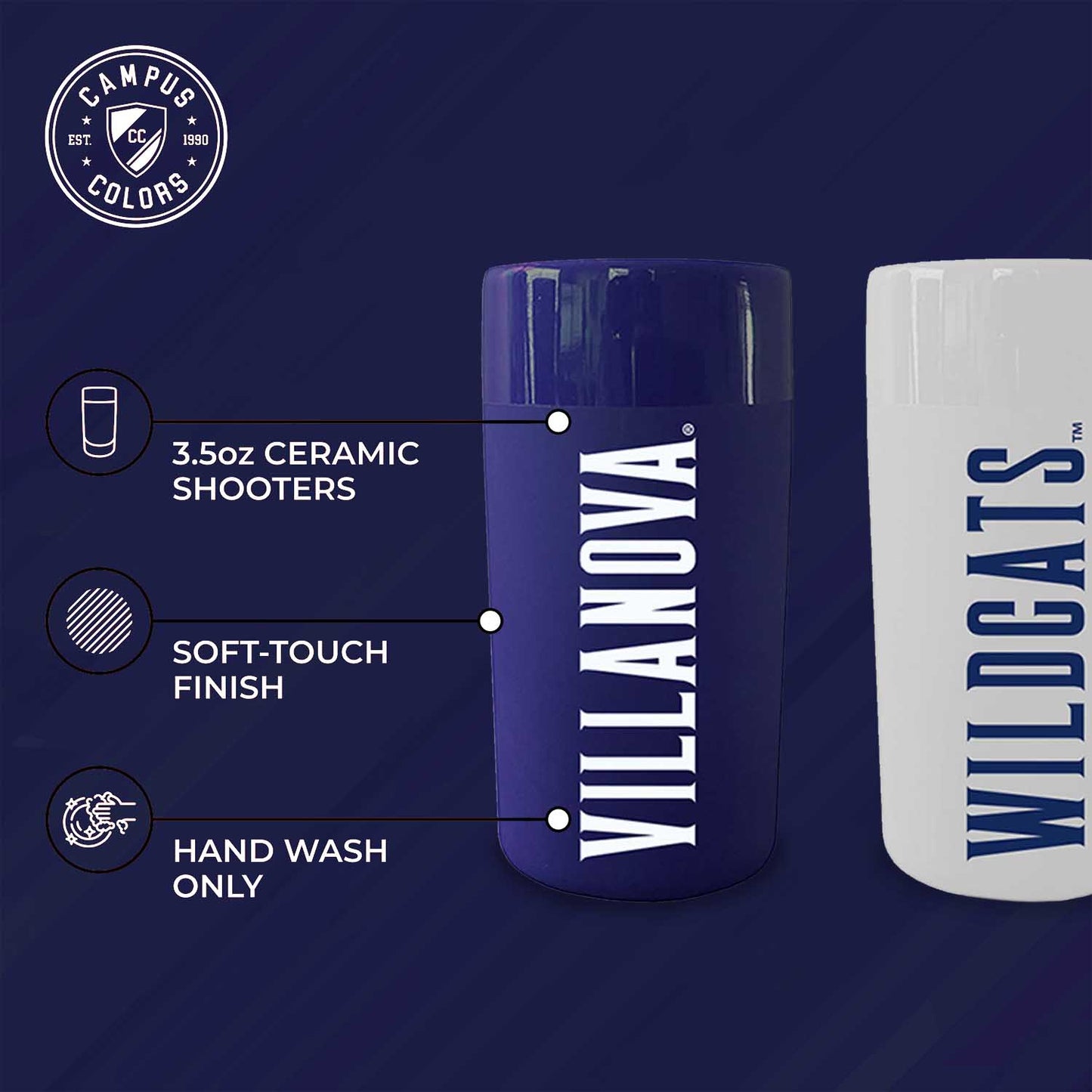 Villanova Wildcats College and University 2-Pack Shot Glasses - Team Color