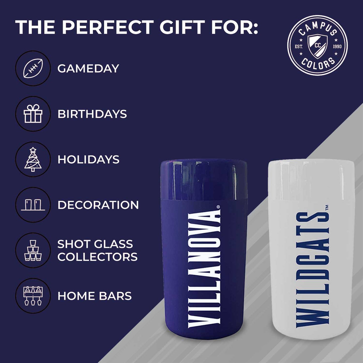 Villanova Wildcats College and University 2-Pack Shot Glasses - Team Color