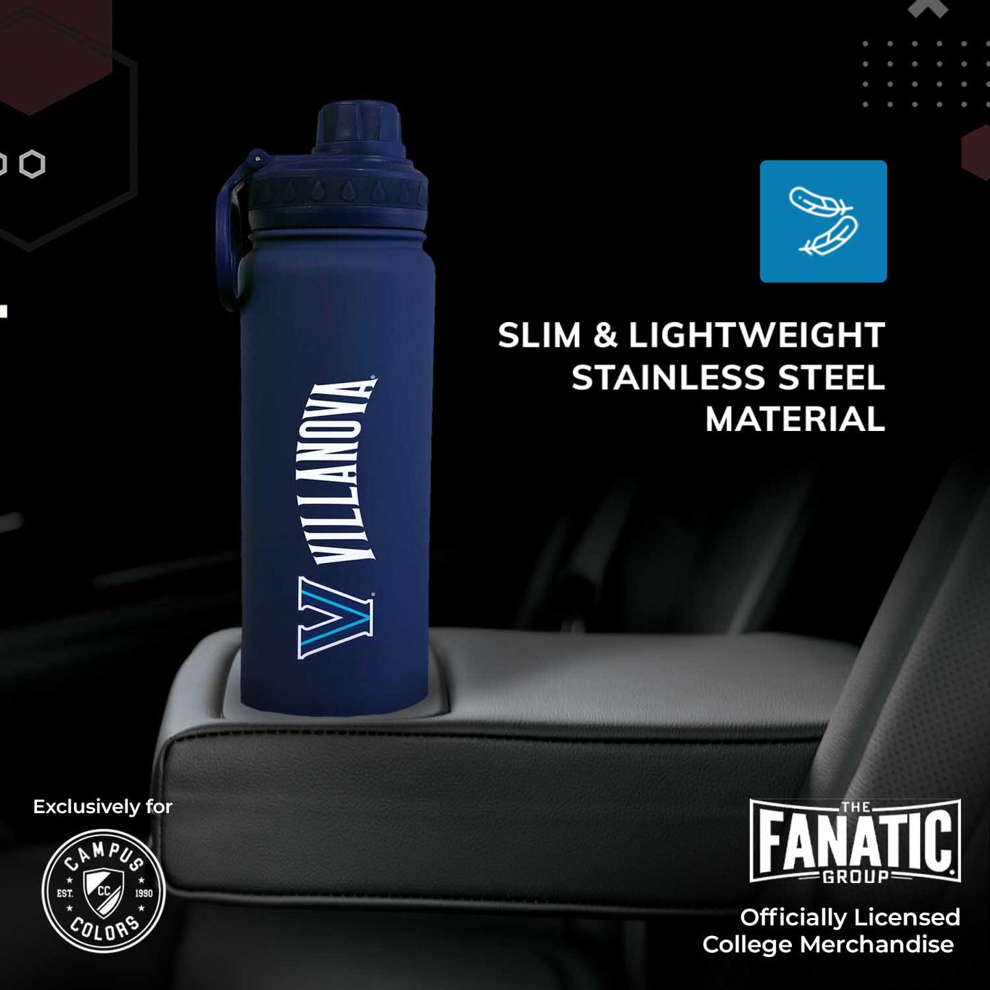 Villanova Wildcats NCAA Stainless Steel Water Bottle - Navy