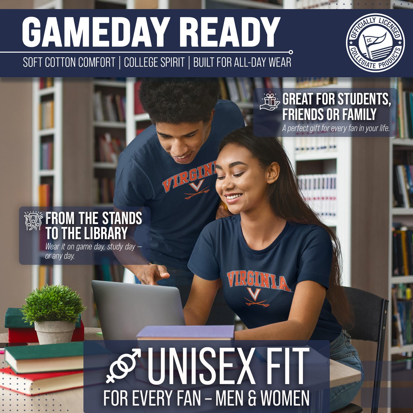 Virginia Cavaliers NCAA Adult Gameday Cotton T-Shirt - Navy