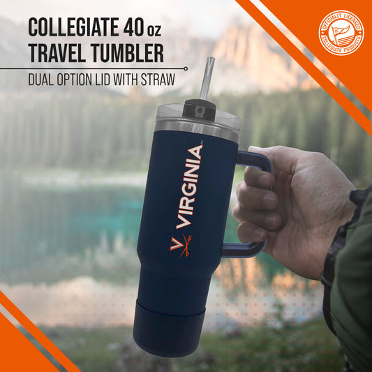 Virginia Cavaliers College & University 40 oz Travel Tumbler With Handle - Navy