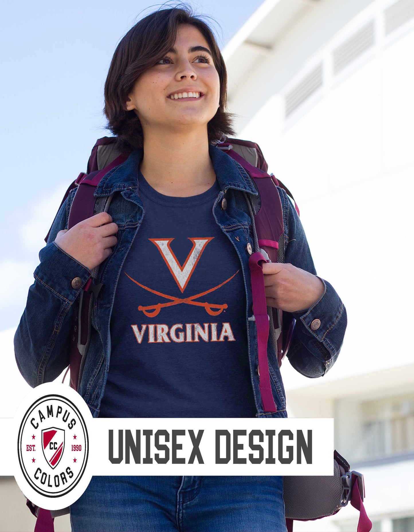 Virginia Cavaliers Adult MVP Heathered Cotton Blend T-Shirt - Navy