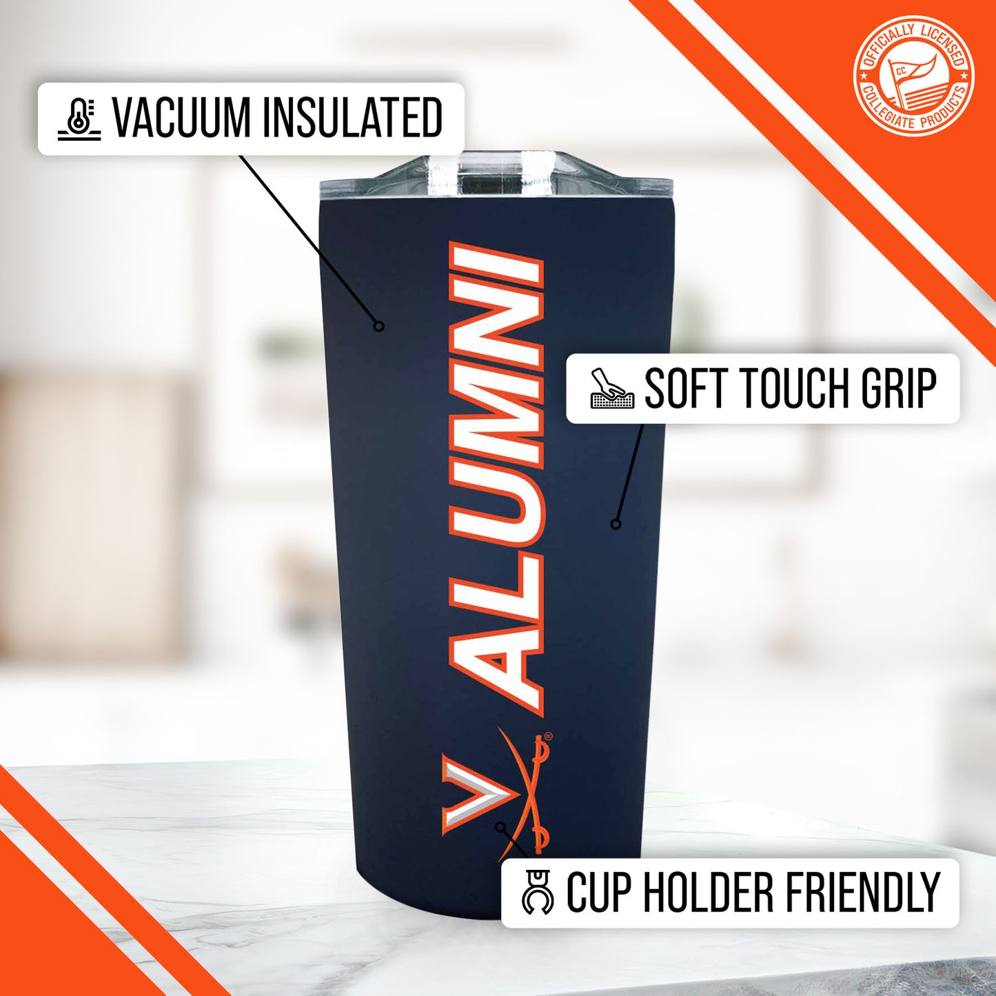 Virginia Cavaliers Collegiate Stainless Steel Travel Tumbler for Alumni - Navy