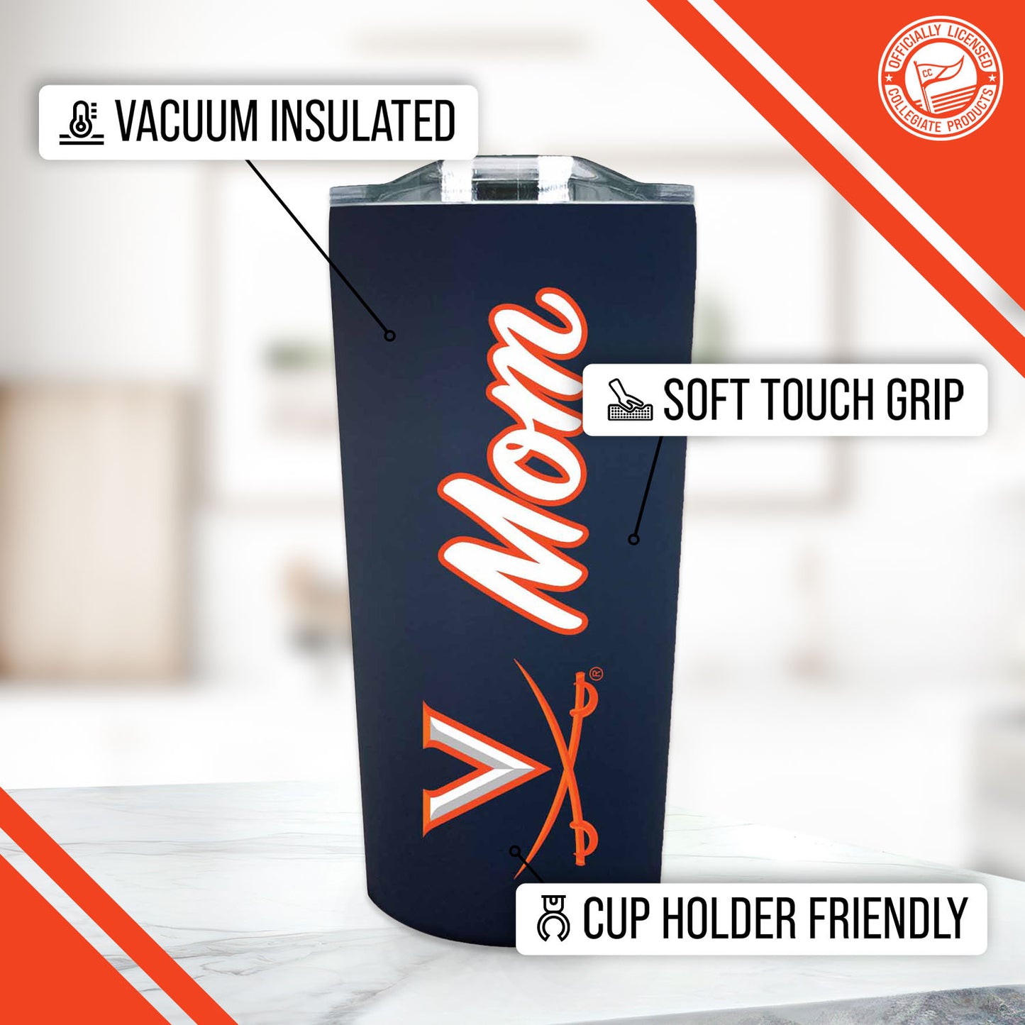 Virginia Cavaliers NCAA Stainless Steel Travel Tumbler for Mom - Navy