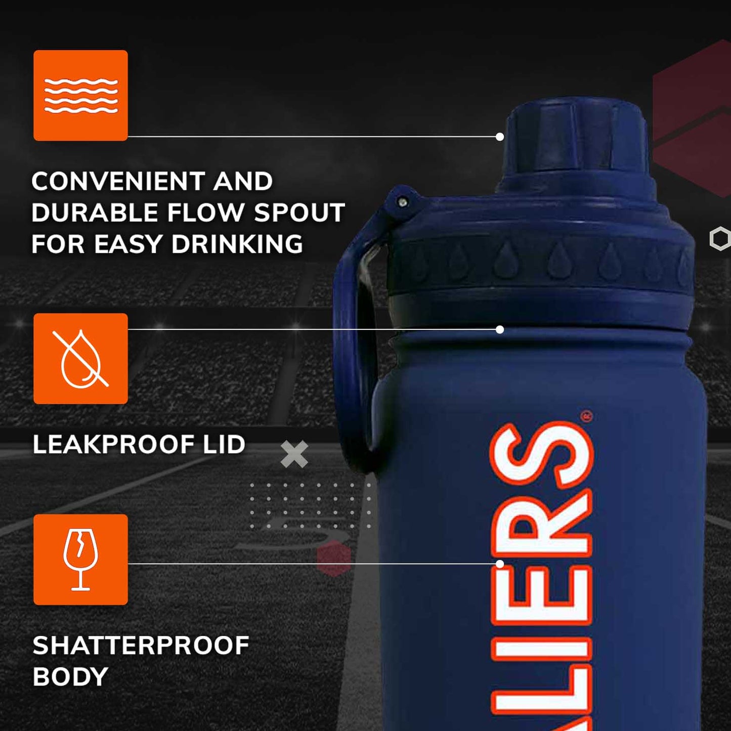 Virginia Cavaliers NCAA Stainless Steel Water Bottle - Navy