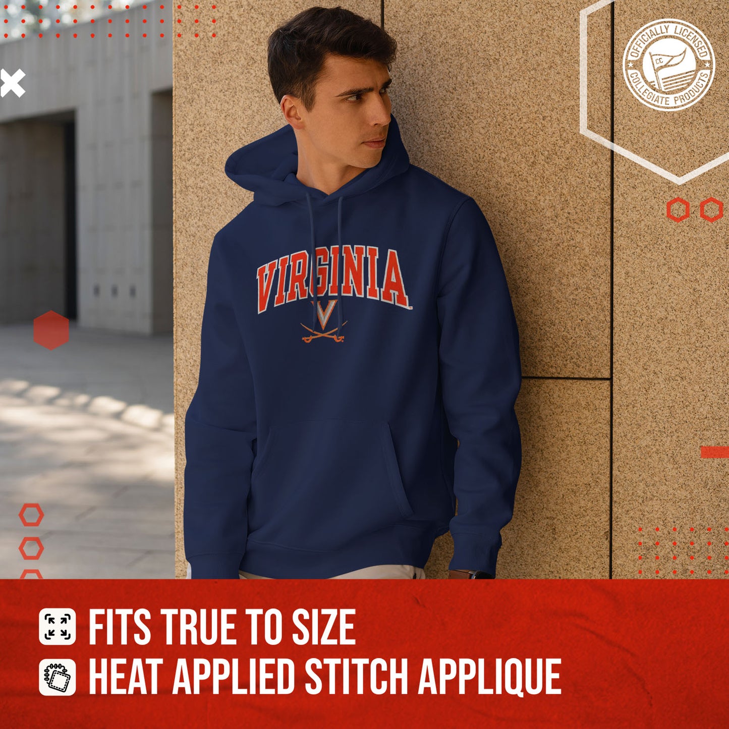 Virginia Cavaliers NCAA Adult Tackle Twill Hooded Sweatshirt - Navy