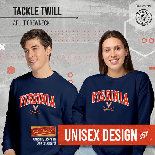 Virginia Cavaliers NCAA Adult Tackle Twill Crewneck Sweatshirt - Navy