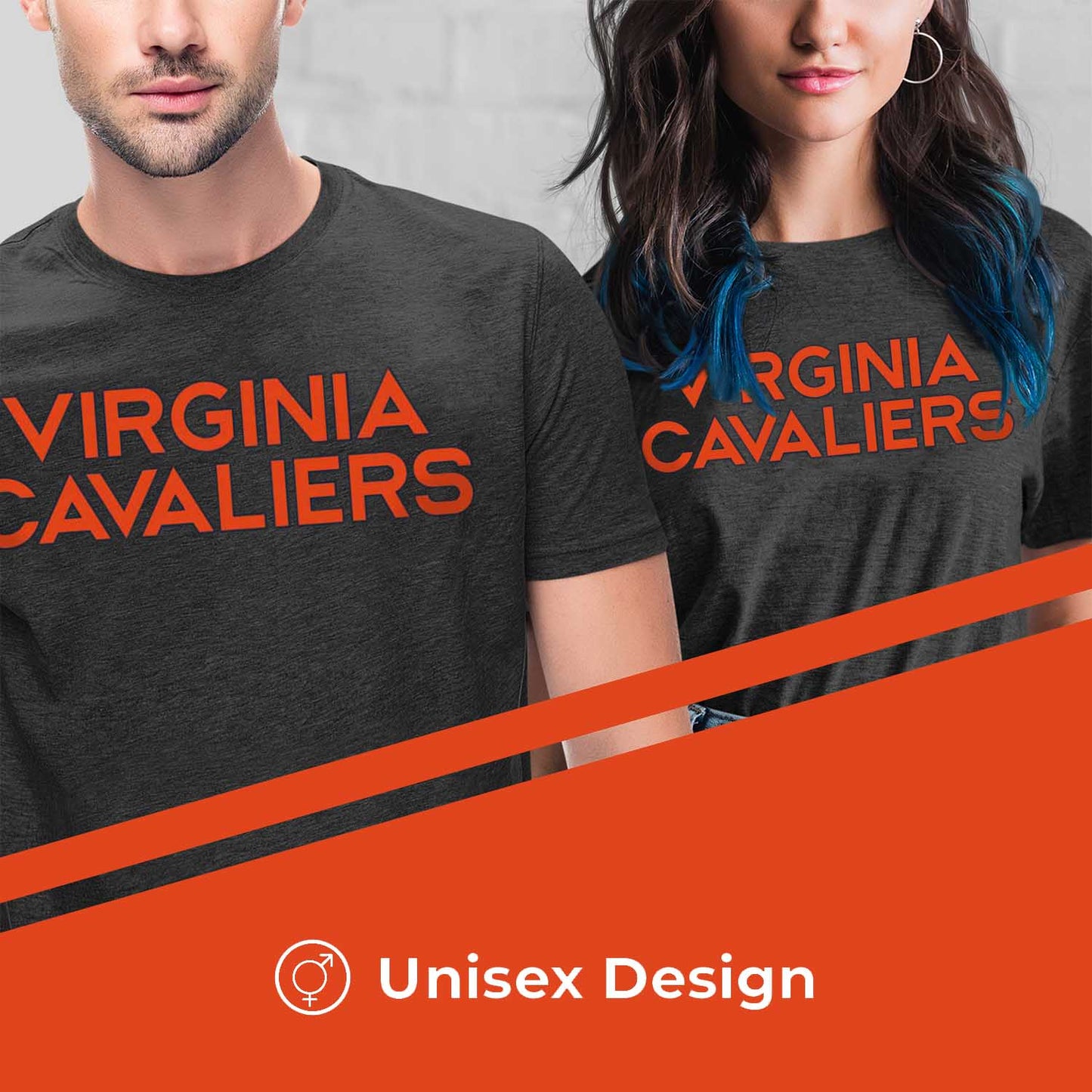 Virginia Cavaliers Campus Colors NCAA Adult Cotton Blend Charcoal Tagless T-Shirt - Charcoal