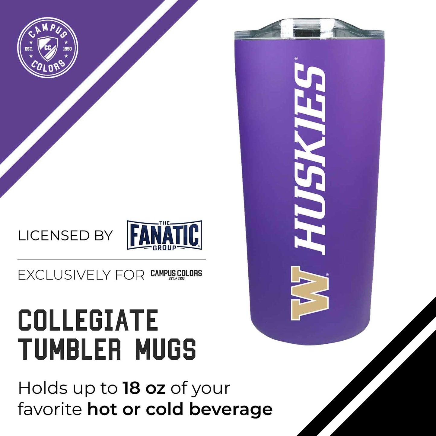 Washington Huskies NCAA Stainless Steel Tumbler perfect for Gameday - Purple