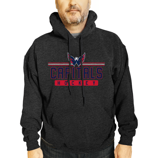 Washington Capitals NHL Adult Heather Charcoal True Fan Hooded Sweatshirt Unisex - Charcoal