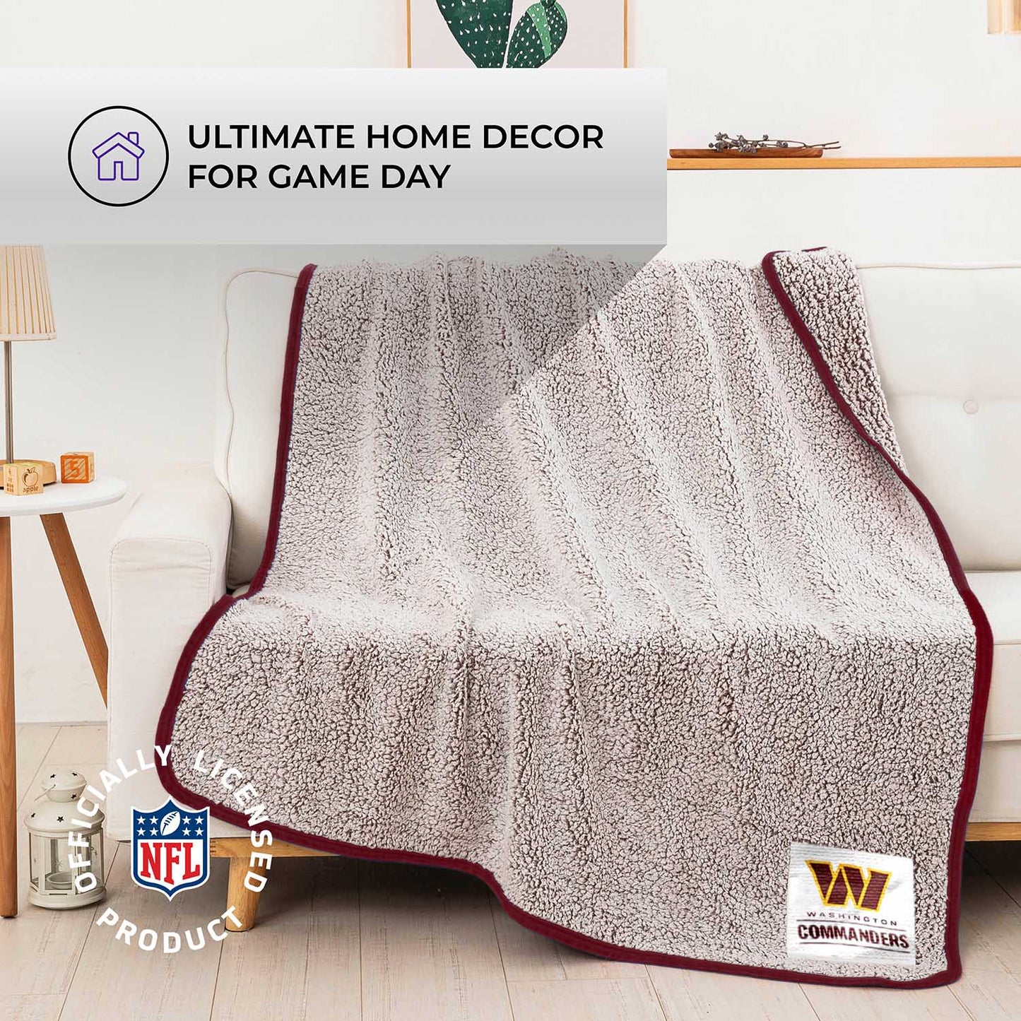 Washington Commanders NFL Silk Touch Sherpa Throw Blanket - Maroon