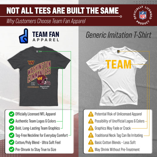 Washington Commanders NFL Adult Distressed Helmet Tag-Less T-Shirt - Heather Charcoal