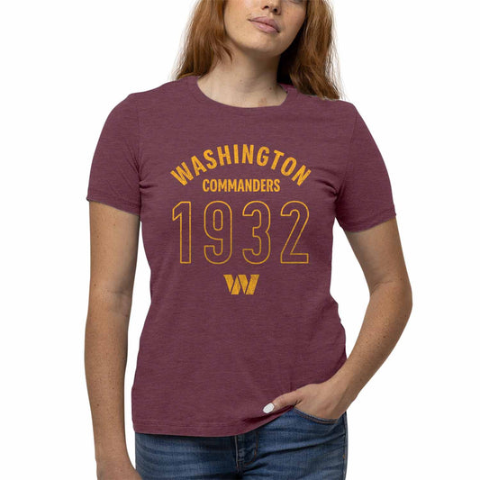 Washington Commanders NFL Womens Big Date Tag-Less T-Shirt - Maroon Heather