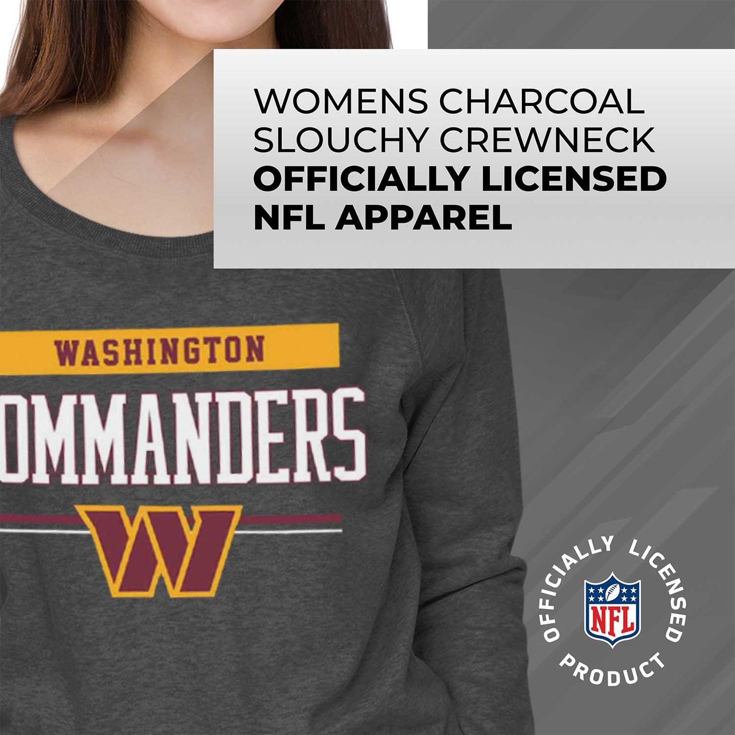 Washington Commanders NFL Womens Charcoal Crew Neck Football Apparel - Charcoal