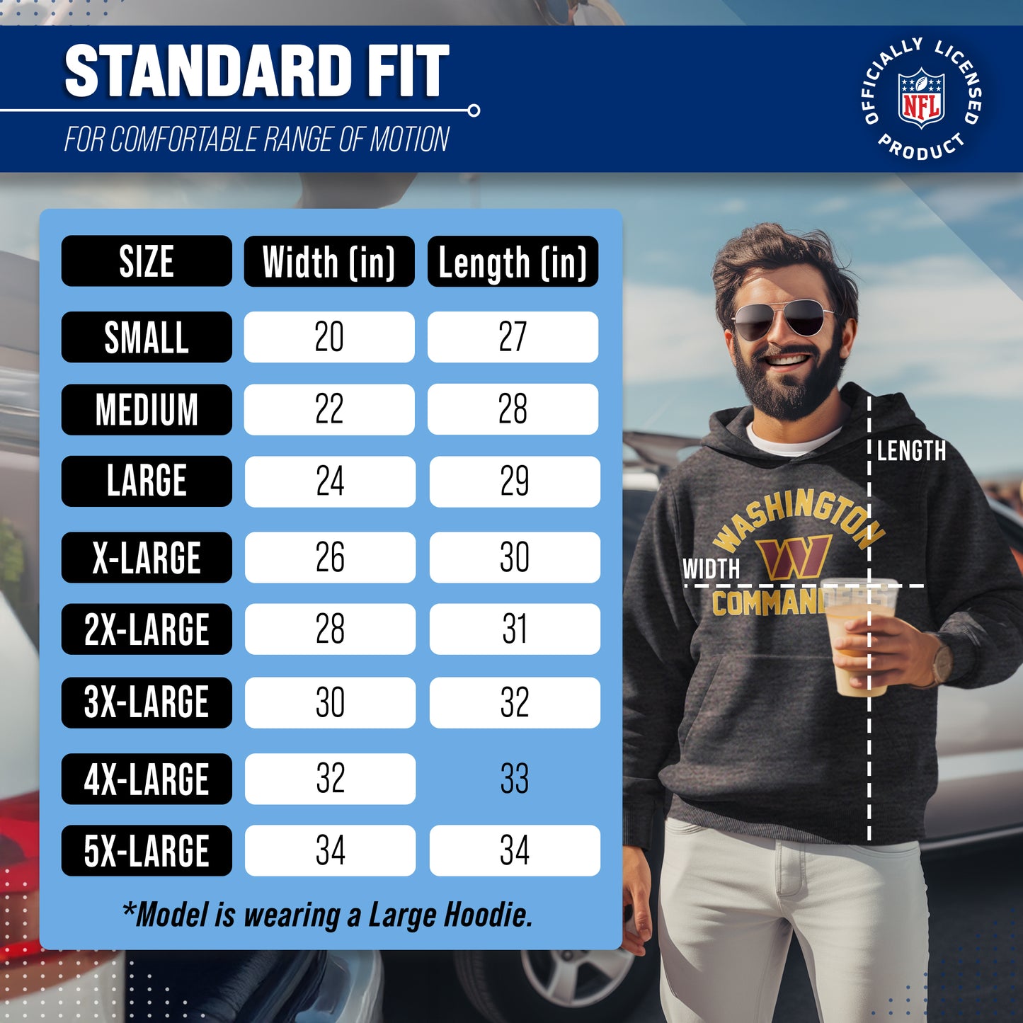 Washington Commanders NFL Adult Gameday Hooded Sweatshirt - Charcoal