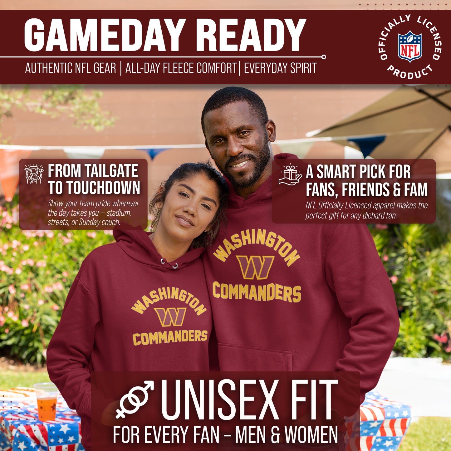 Washington Commanders NFL Adult Gameday Hooded Sweatshirt - Maroon