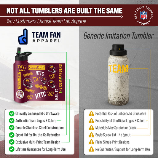 Washington Commanders NFL 34Oz Native Quencher Water Bottle - Maroon