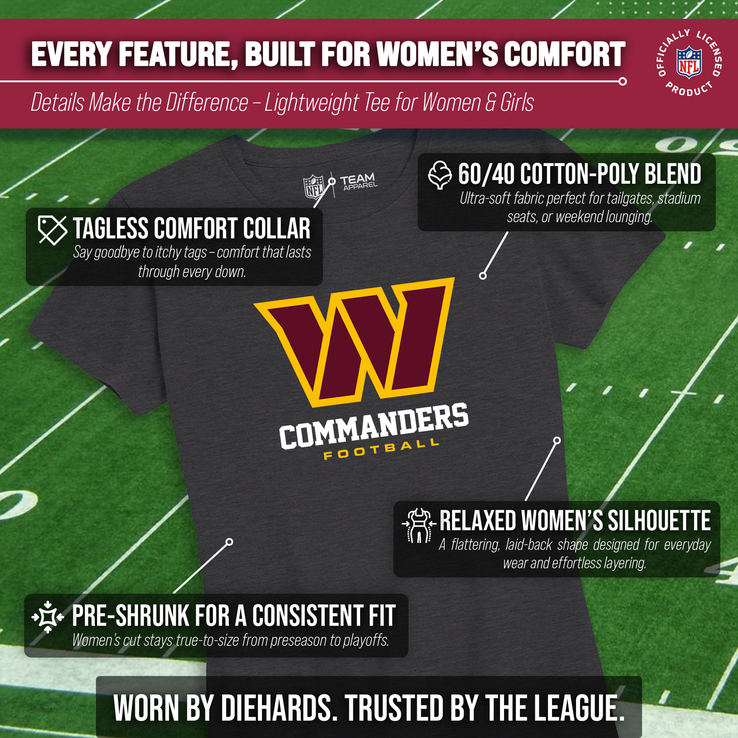 Washington Commanders Women's NFL Ultimate Fan Logo Short Sleeve T-Shirt - Black