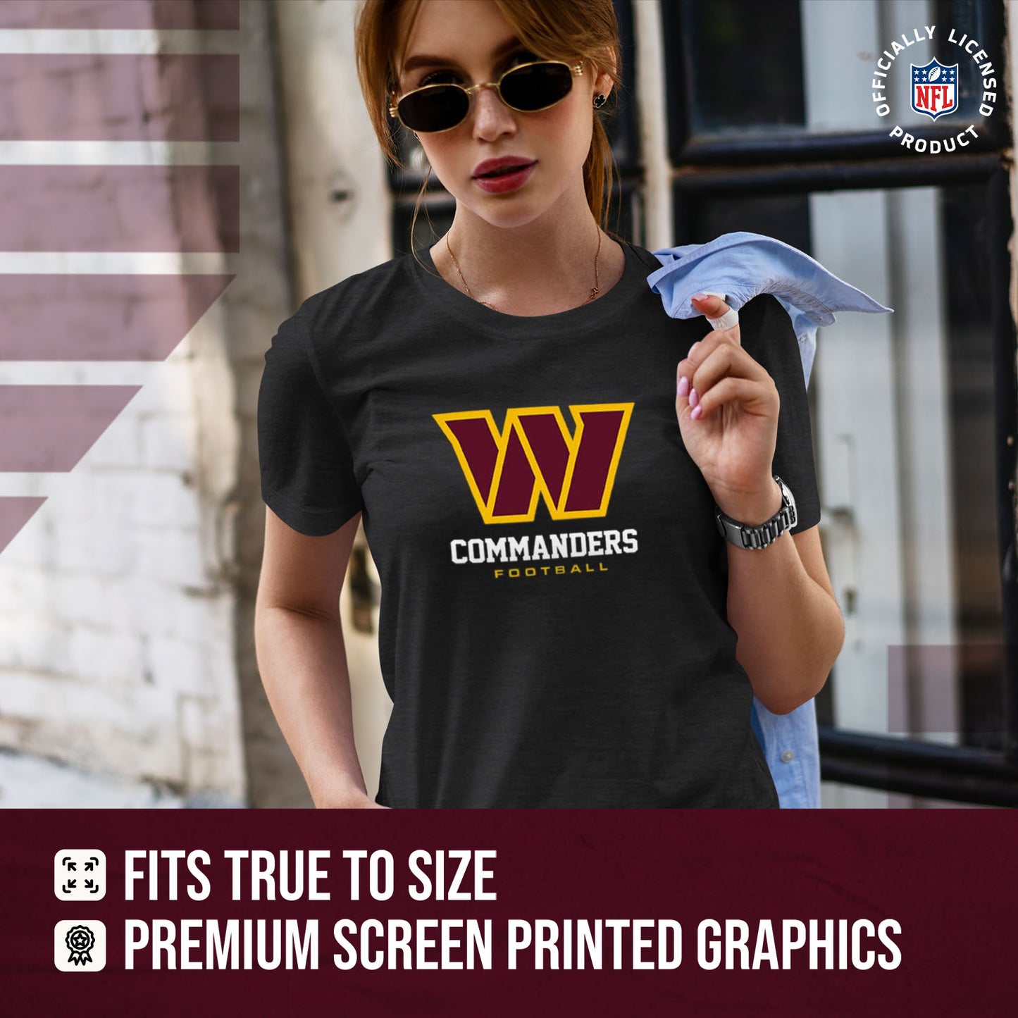 Washington Commanders Women's NFL Ultimate Fan Logo Short Sleeve T-Shirt - Black