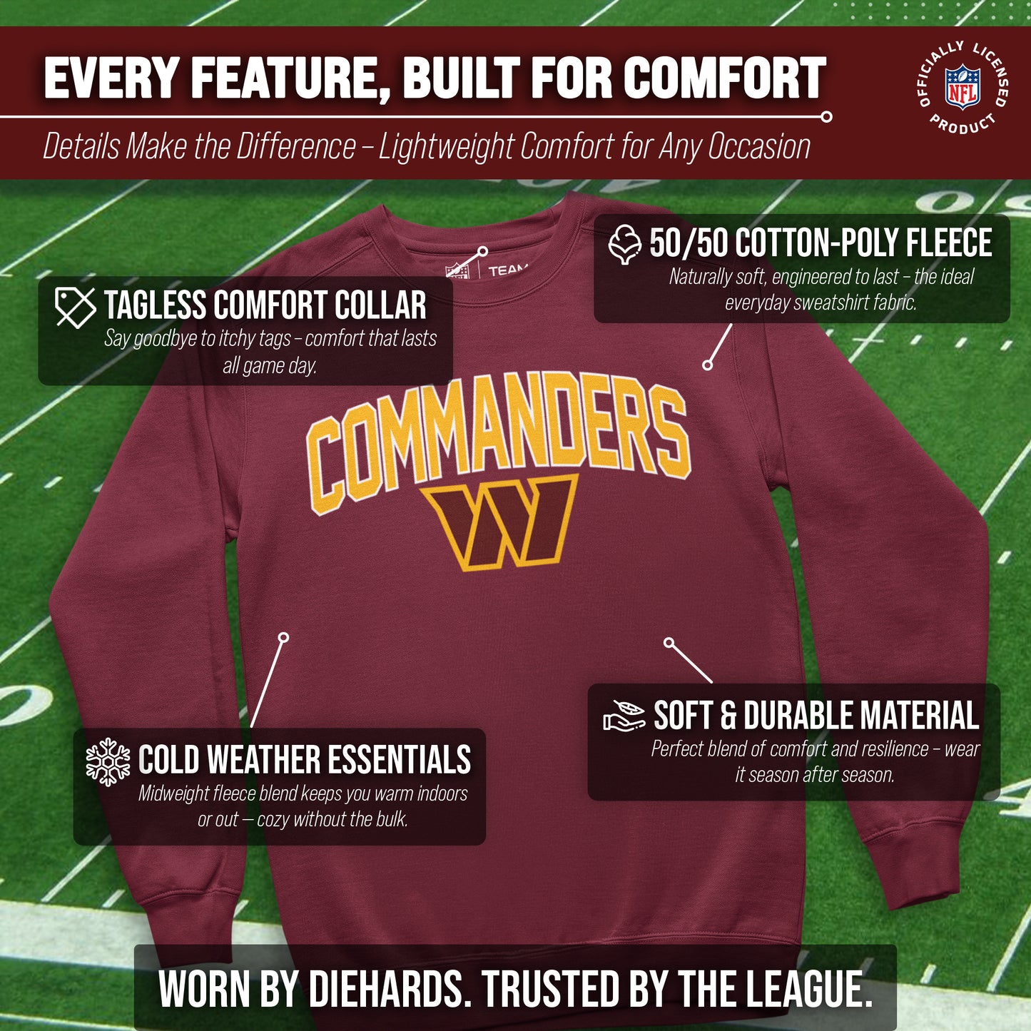 Washington Commanders NFL Home Team Crew - Cardinal