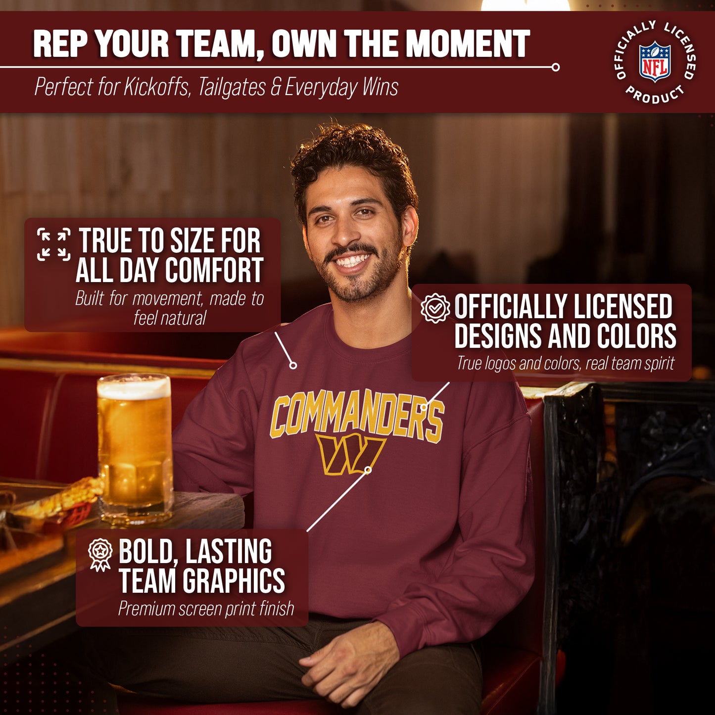 Washington Commanders NFL Home Team Crew - Cardinal