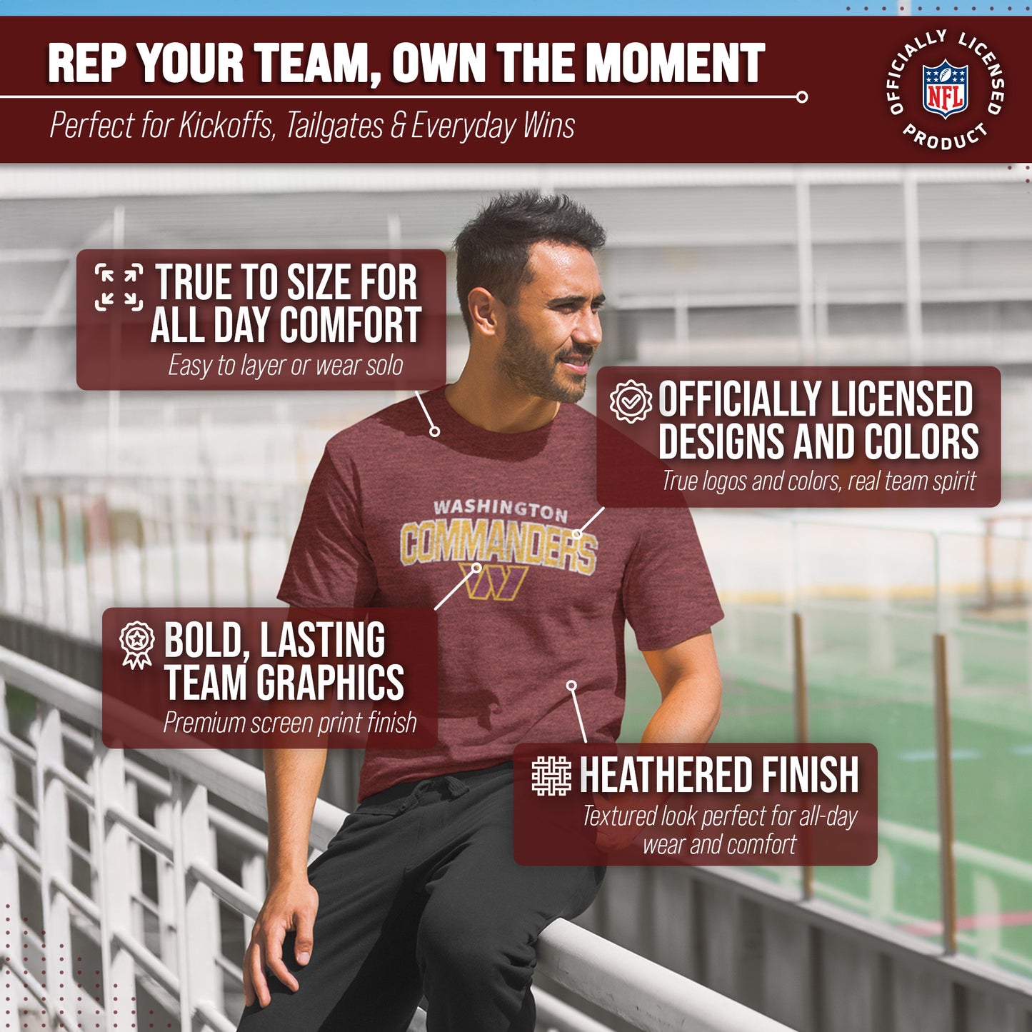 Washington Commanders NFL Starting Fresh Short Sleeve Heather T-Shirt - Maroon