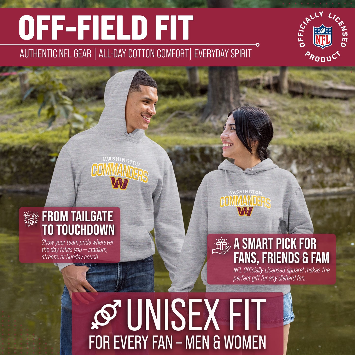 Washington Commanders NFL Adult Unisex Starting Fresh Ultra Soft Fleece Hooded Sweatshirt - Athletic Heather