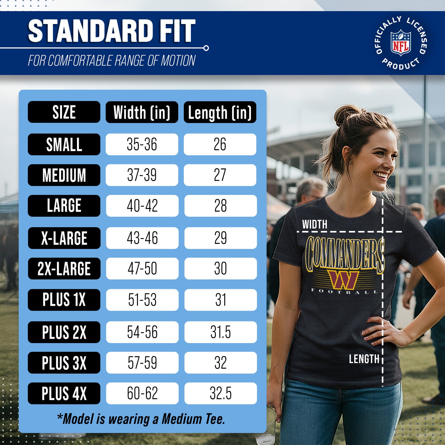 Washington Commanders NFL Womens Overtime Blueprint Tag-Less T-Shirt - Black