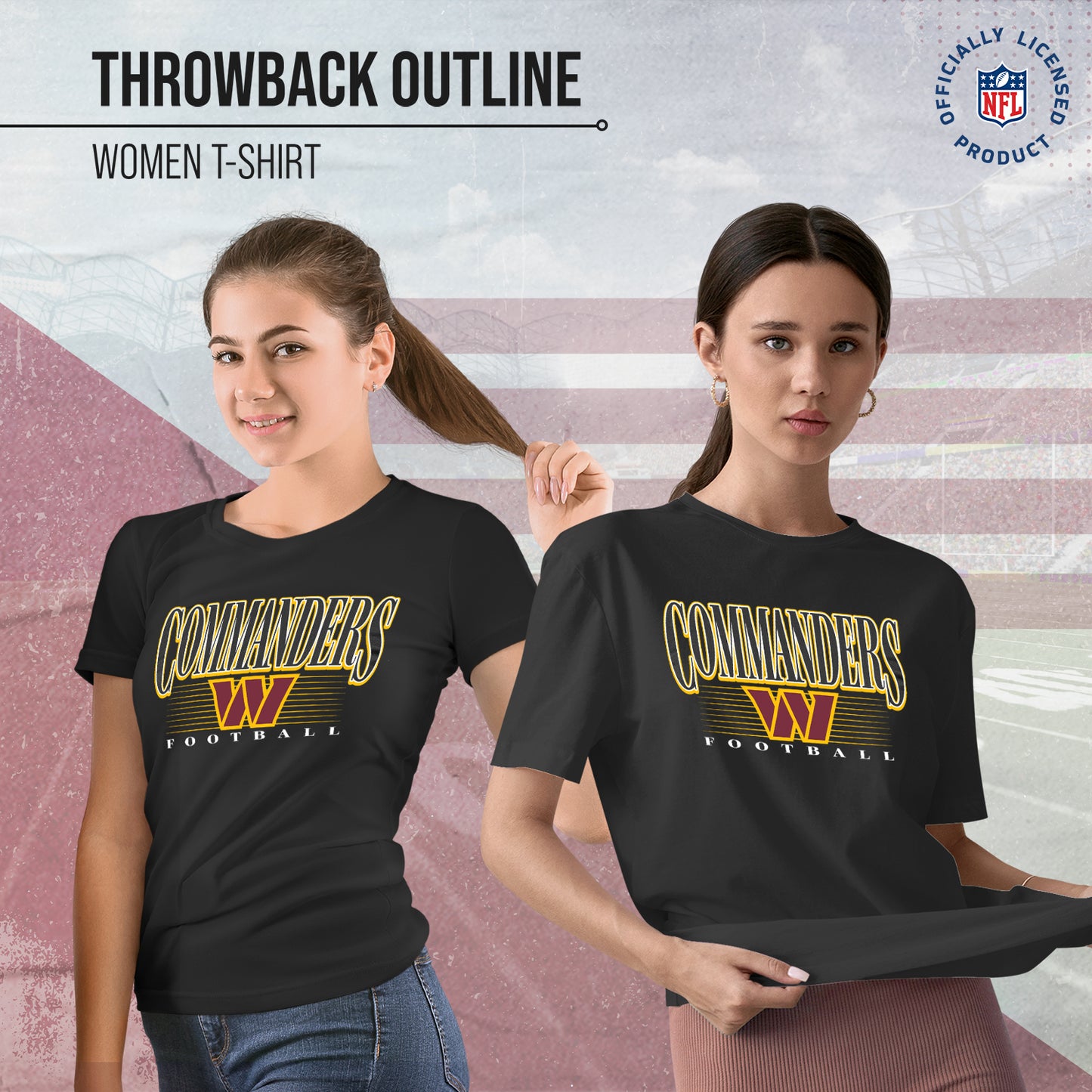Washington Commanders NFL Womens Overtime Blueprint Tag-Less T-Shirt - Black